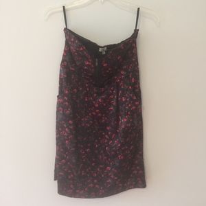 Beautiful Silky Strapless Dress with Red Flowers